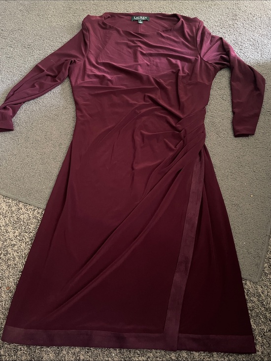 Lauren Ralph Lauren Dresses & Skirts - Lauren Ralph Lauren Wine Long-Sleeve Wrap-Style Midi Dress